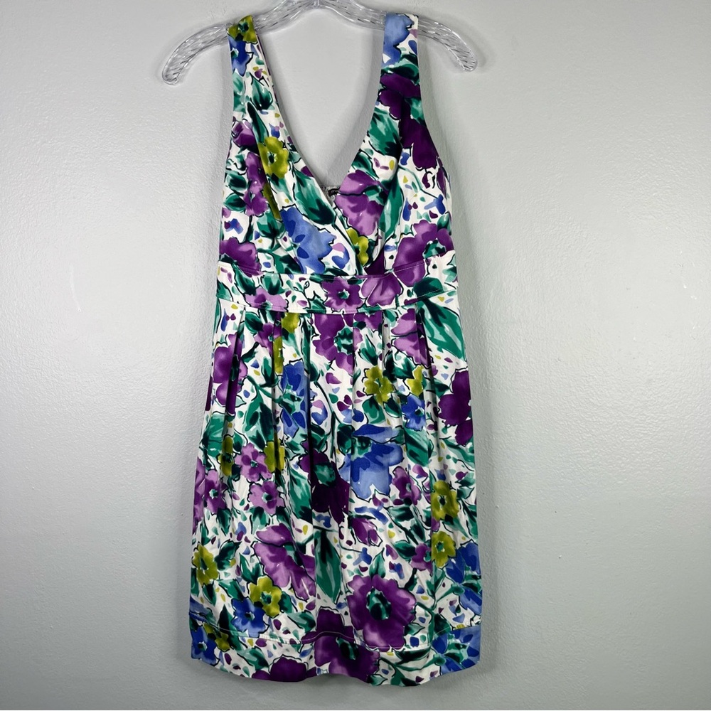 Maurices Dress Women’s 9/10 Purple Blue Floral Sleeveless V Neck Mini Summer - Picture 3 of 13